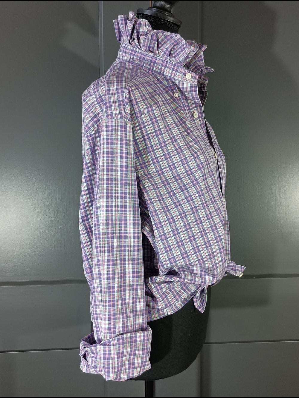 Upcycled Women's Ralph Lauren Ruffled Collar Shirt - Picture 8 of 10